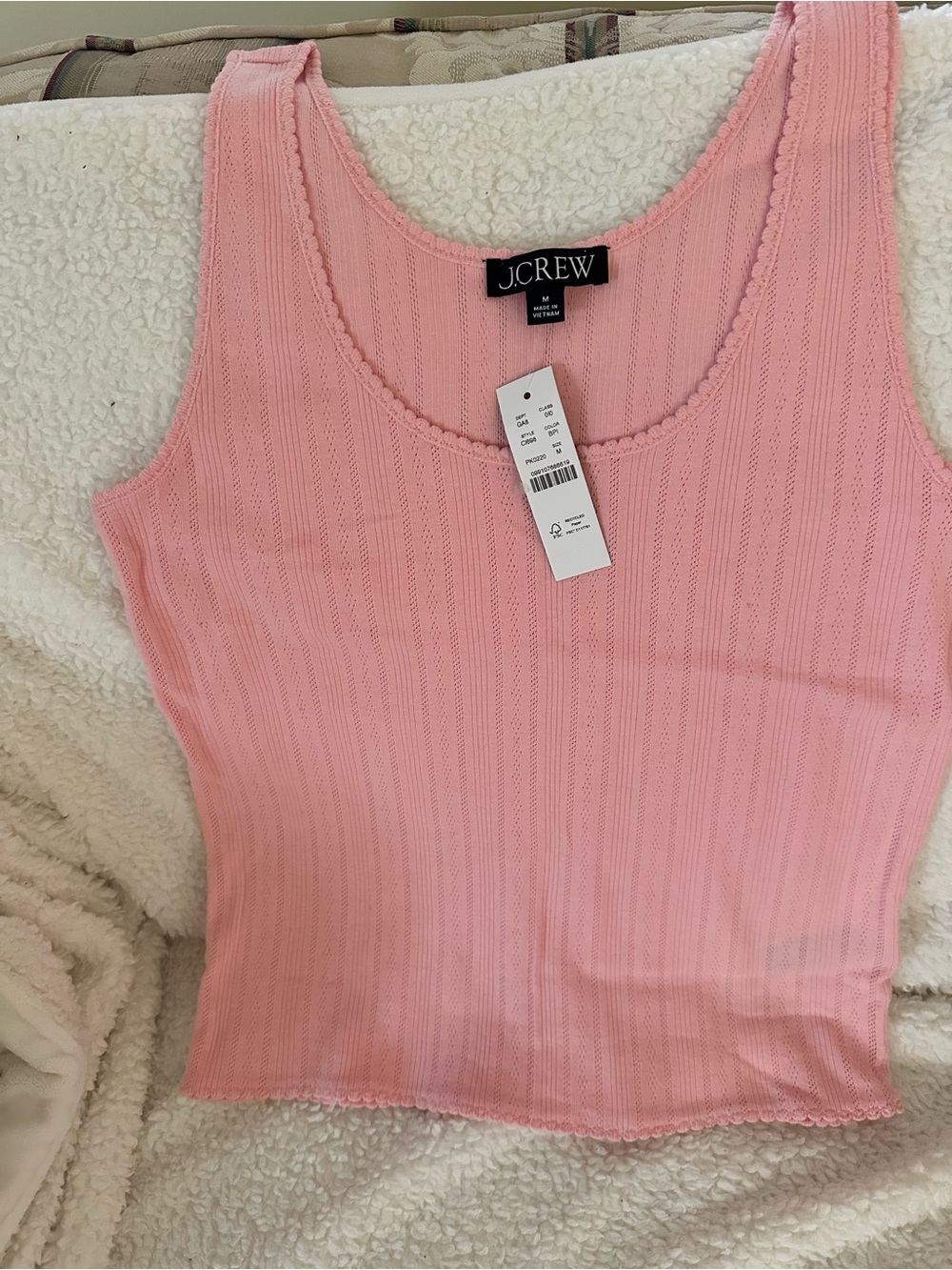 J. Crew Soft Pink Ribbed Scoop Tank